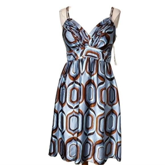 Oc by Oc silk dress brown and blue NWT sz 12 - Picture 1 of 10